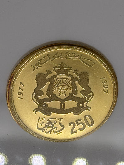 1977 250 Dirhams Morocco Old ANACS PF68 Holder Low 800 Mintage Gold Coin Rare