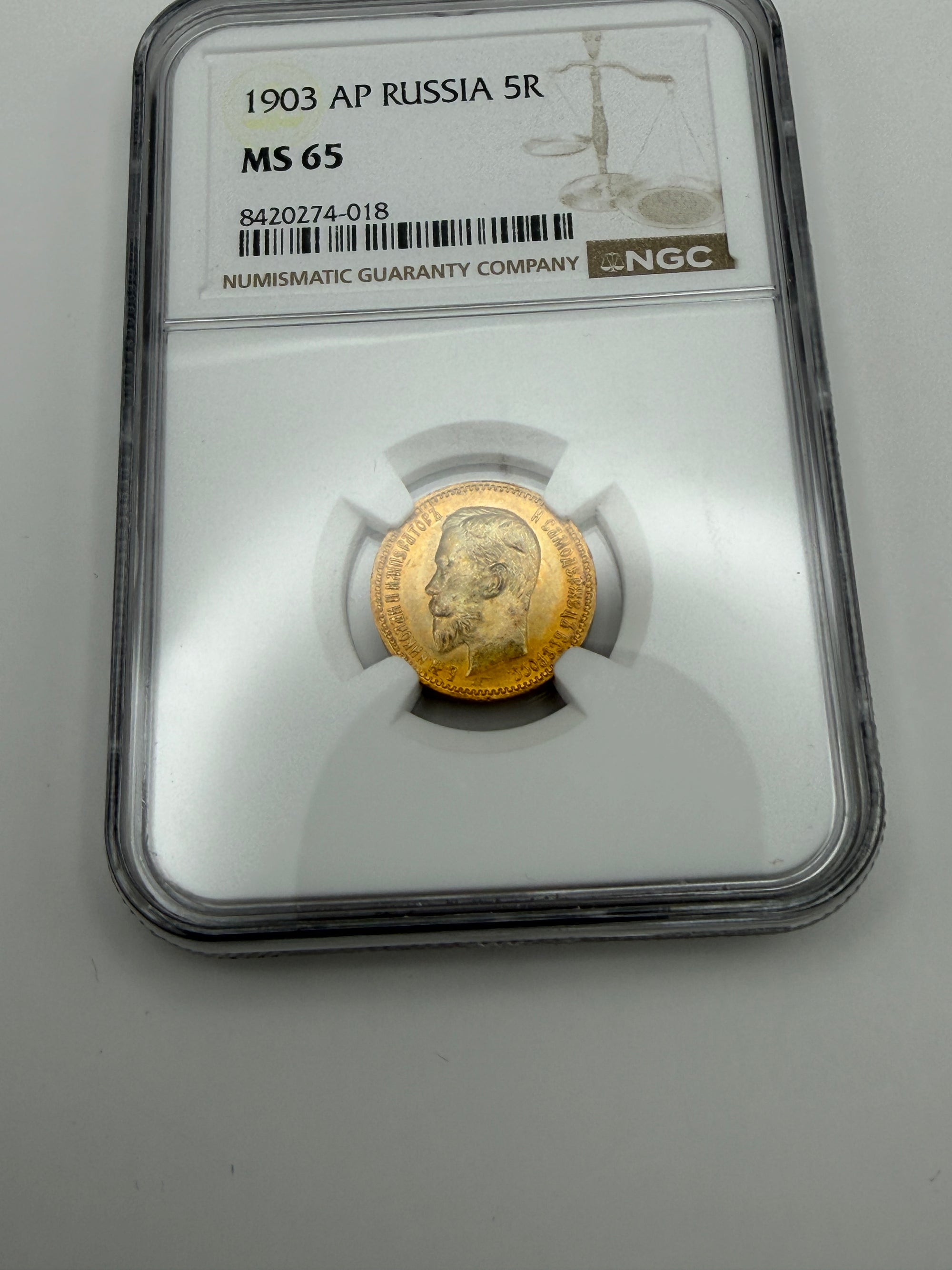 1903 5 Rubles NGC MS65 Coin Beautiful Toning MUST SEE #274-18
