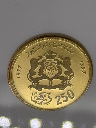 1977 250 Dirhams Morocco Old ANACS PF68 Holder Low 800 Mintage Gold Coin Rare