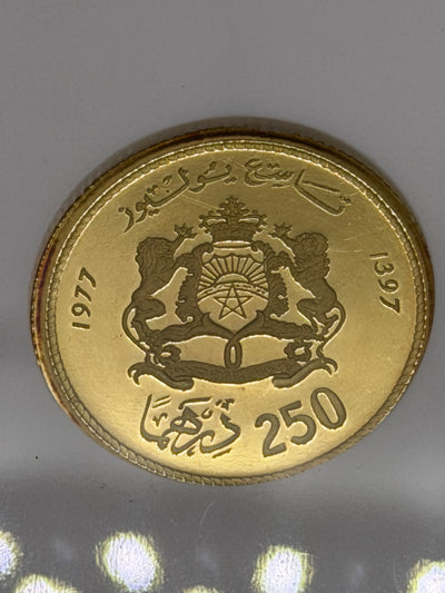 1977 250 Dirhams Morocco Old ANACS PF68 Holder Low 800 Mintage Gold Coin Rare