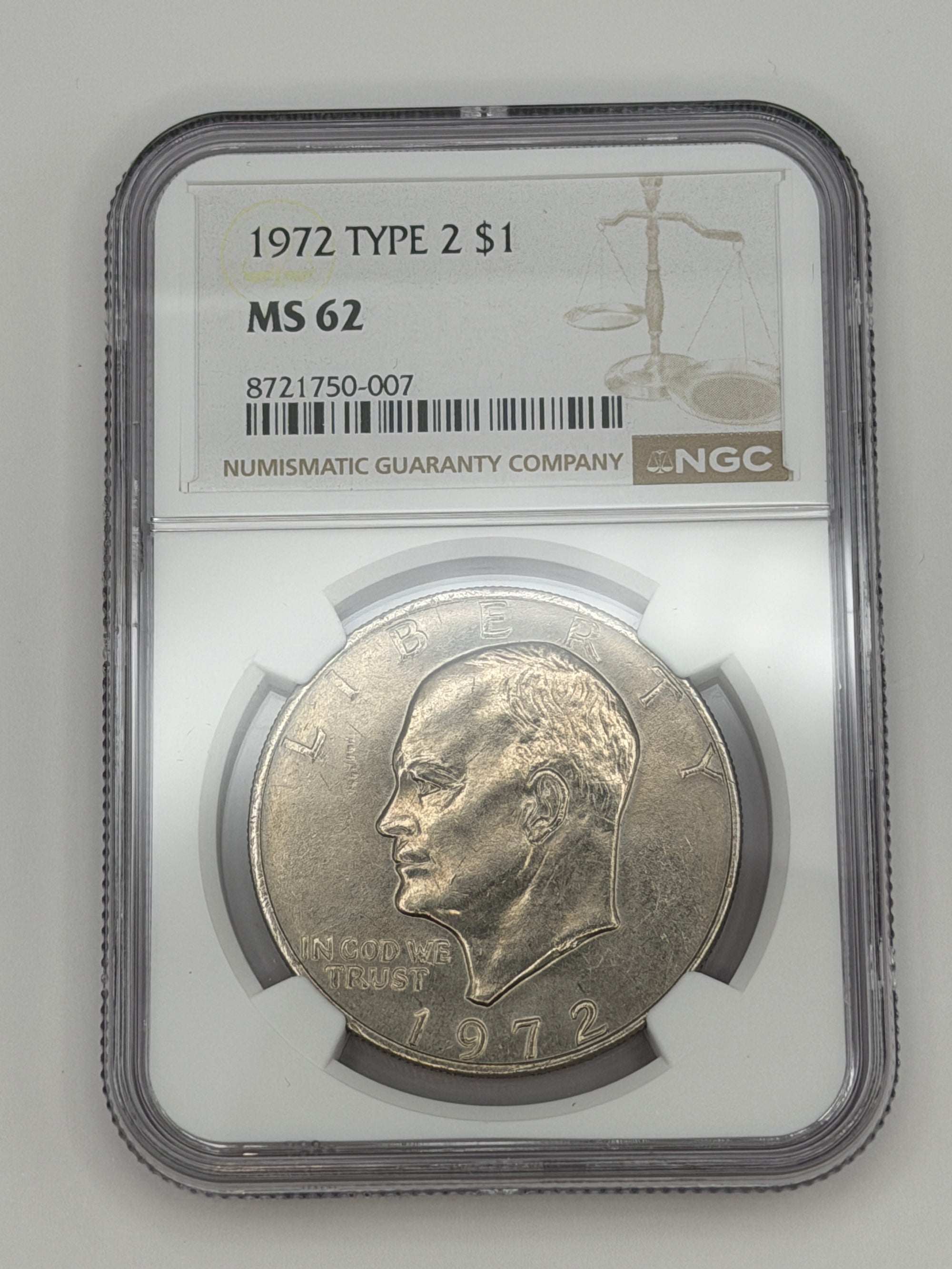 1972 Eisenhower Dollar Type 2 NGC MS62 – Key Variety Philadelphia Mint Ike Dollar #750-007