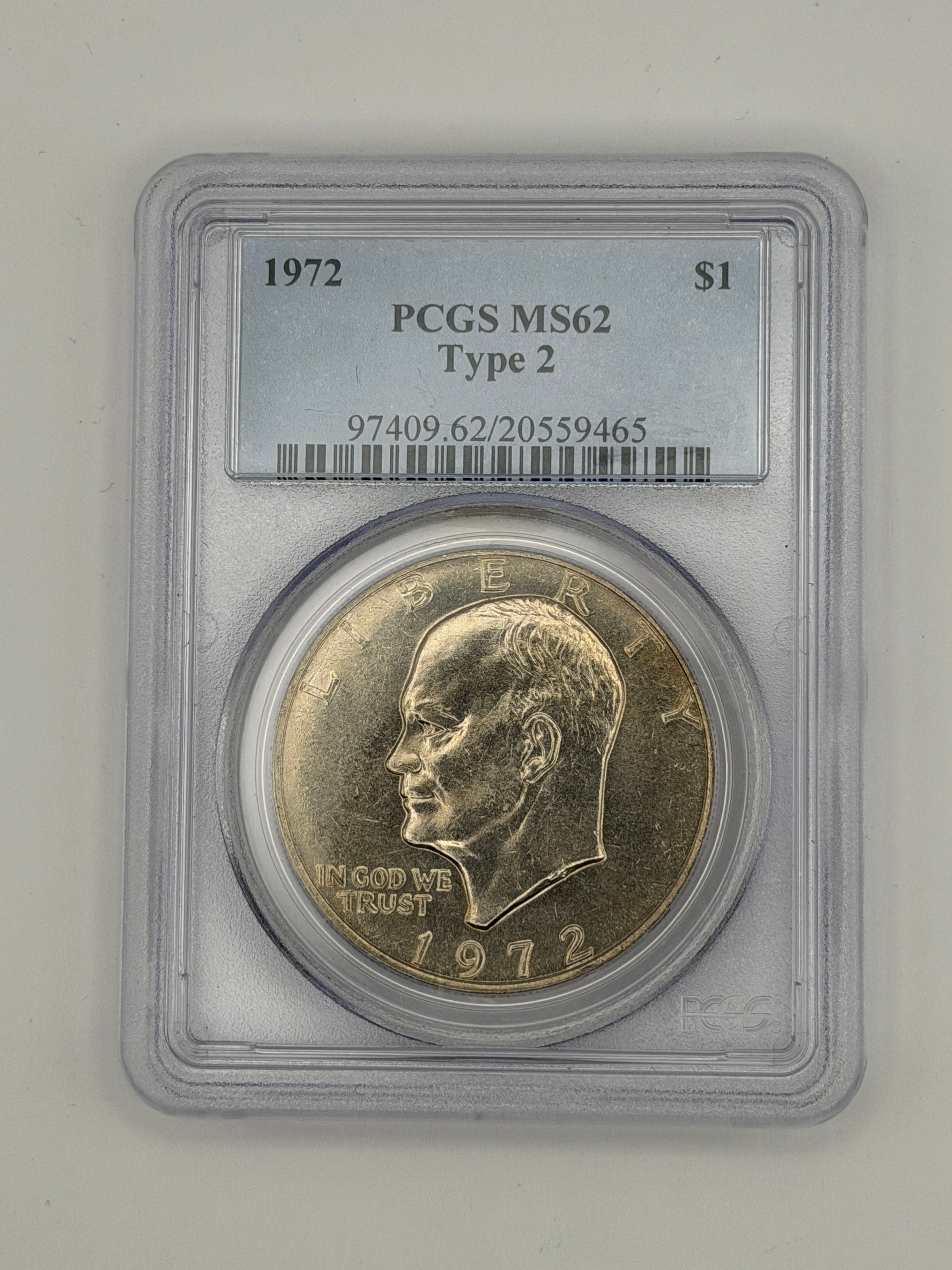 1972 Eisenhower Dollar Type 2 – PCGS MS62 | Rare Type II Reverse Variety #9465