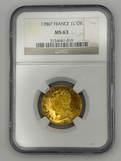 1786-T France 1 Louis d'Or Gold Coin – NGC MS63 | Louis XVI Pre-Revolution Gold