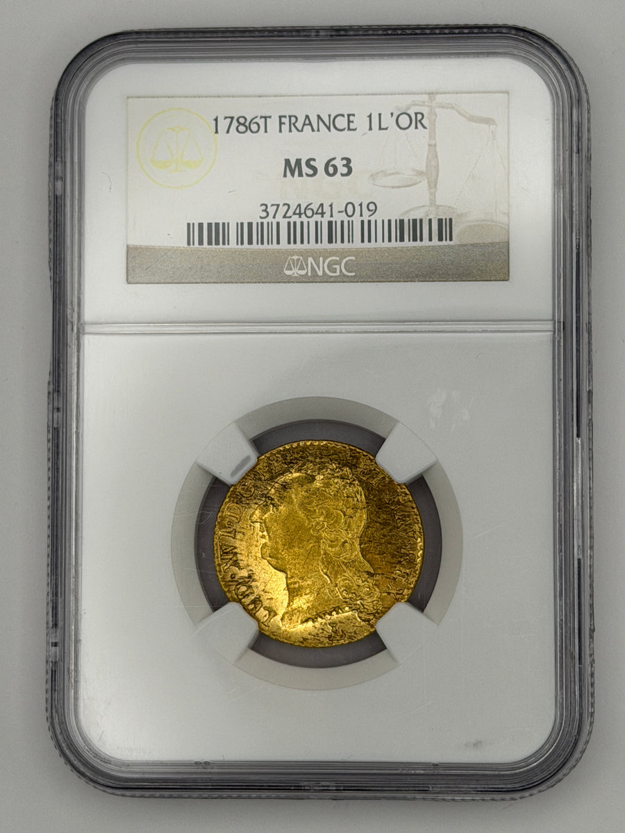 1786-T France 1 Louis d'Or Gold Coin – NGC MS63 | Louis XVI Pre-Revolution Gold