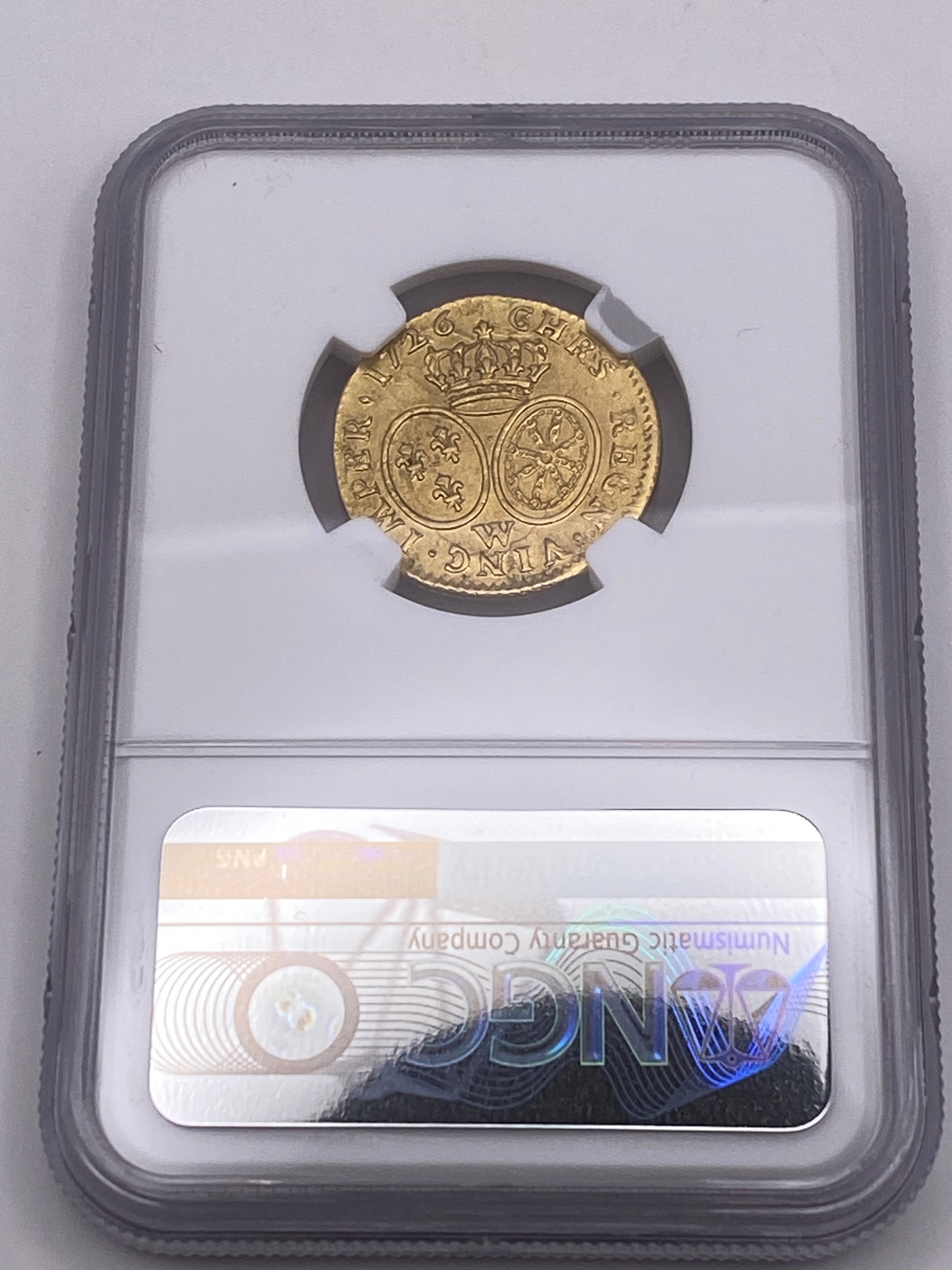 Rare 1726 France Gold 1 Louis D'Or  1L'OR NGC AU Detail Gold Coin