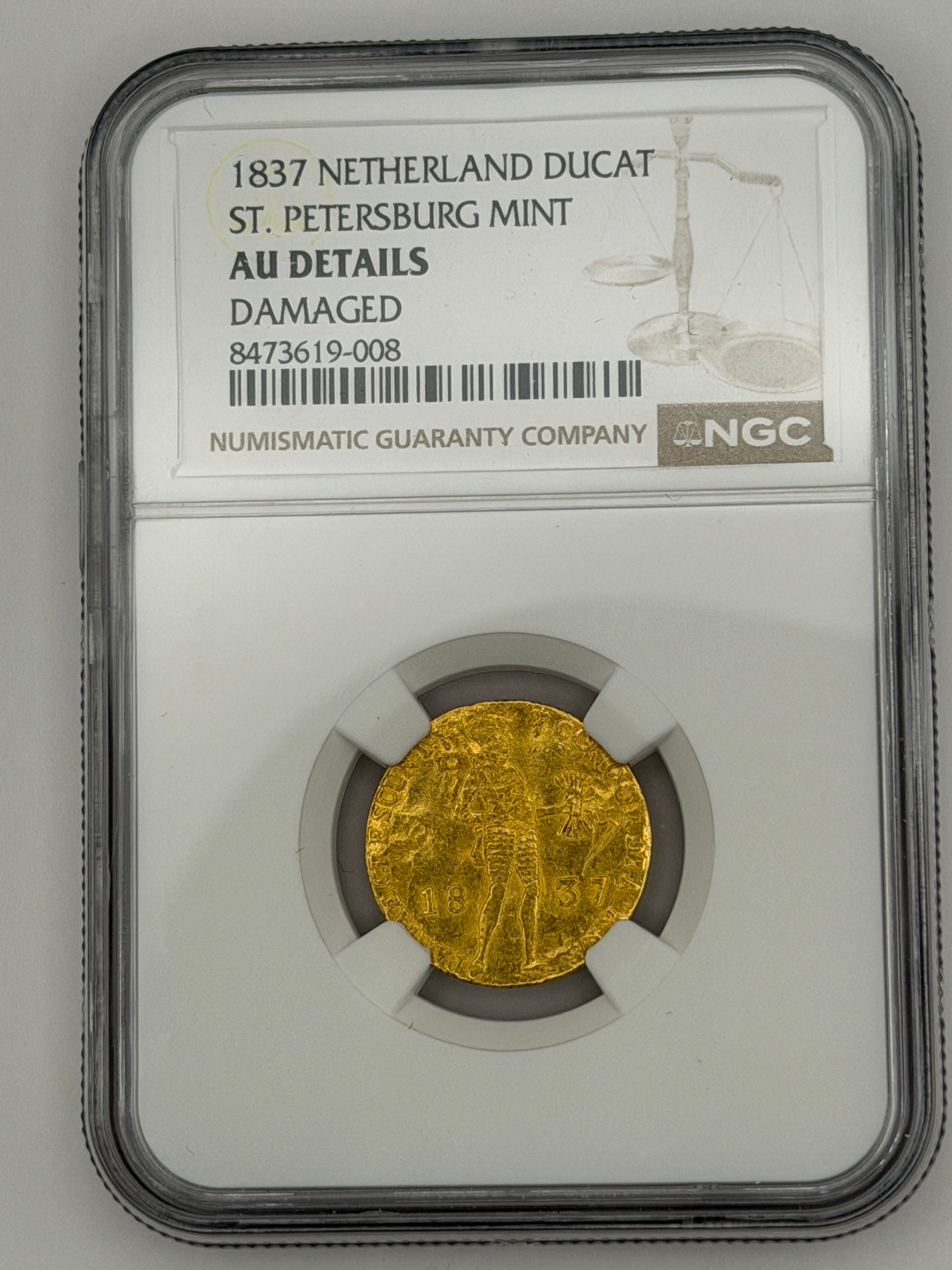 1837 Netherland Gold Ducat – St. Petersburg Mint – NGC AU Details