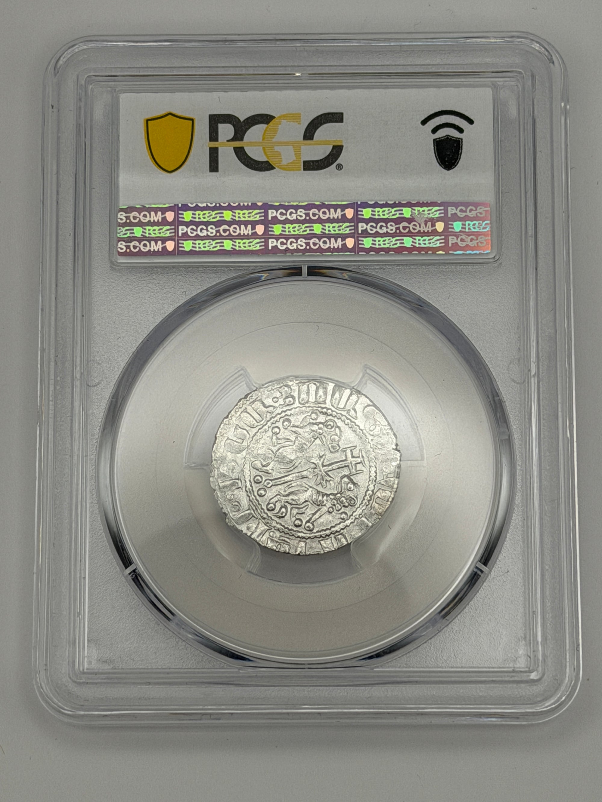 1198–1219 Armenia Tram Levon I – PCGS MS62 | Medieval Cilician Silver Coin