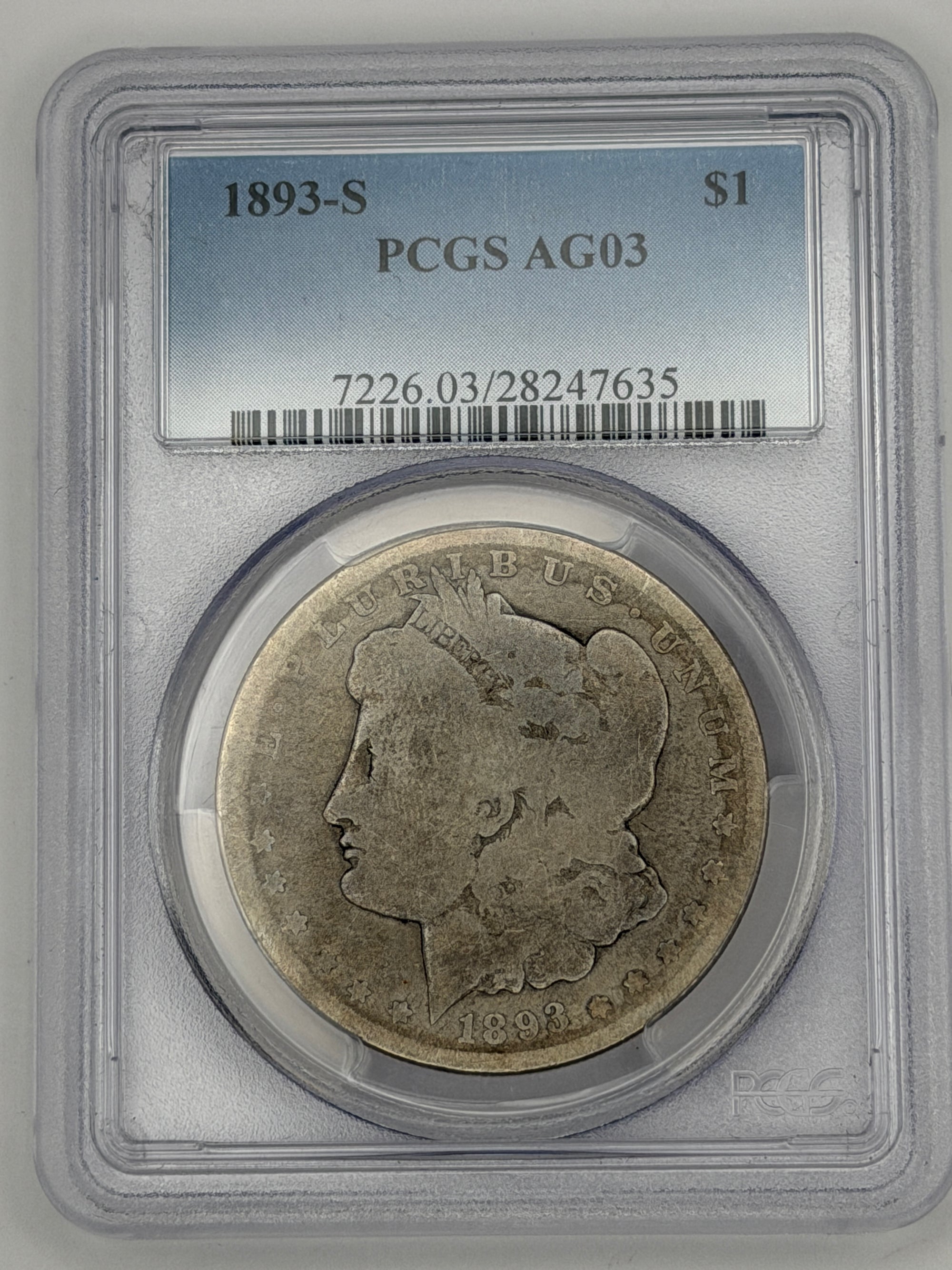 1893-S Morgan Silver Dollar – PCGS AG3 | Key Date Morgan Dollar Rarity