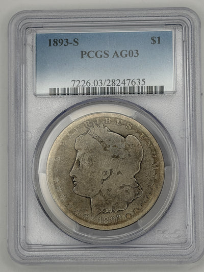 1893-S Morgan Silver Dollar – PCGS AG3 | Key Date Morgan Dollar Rarity