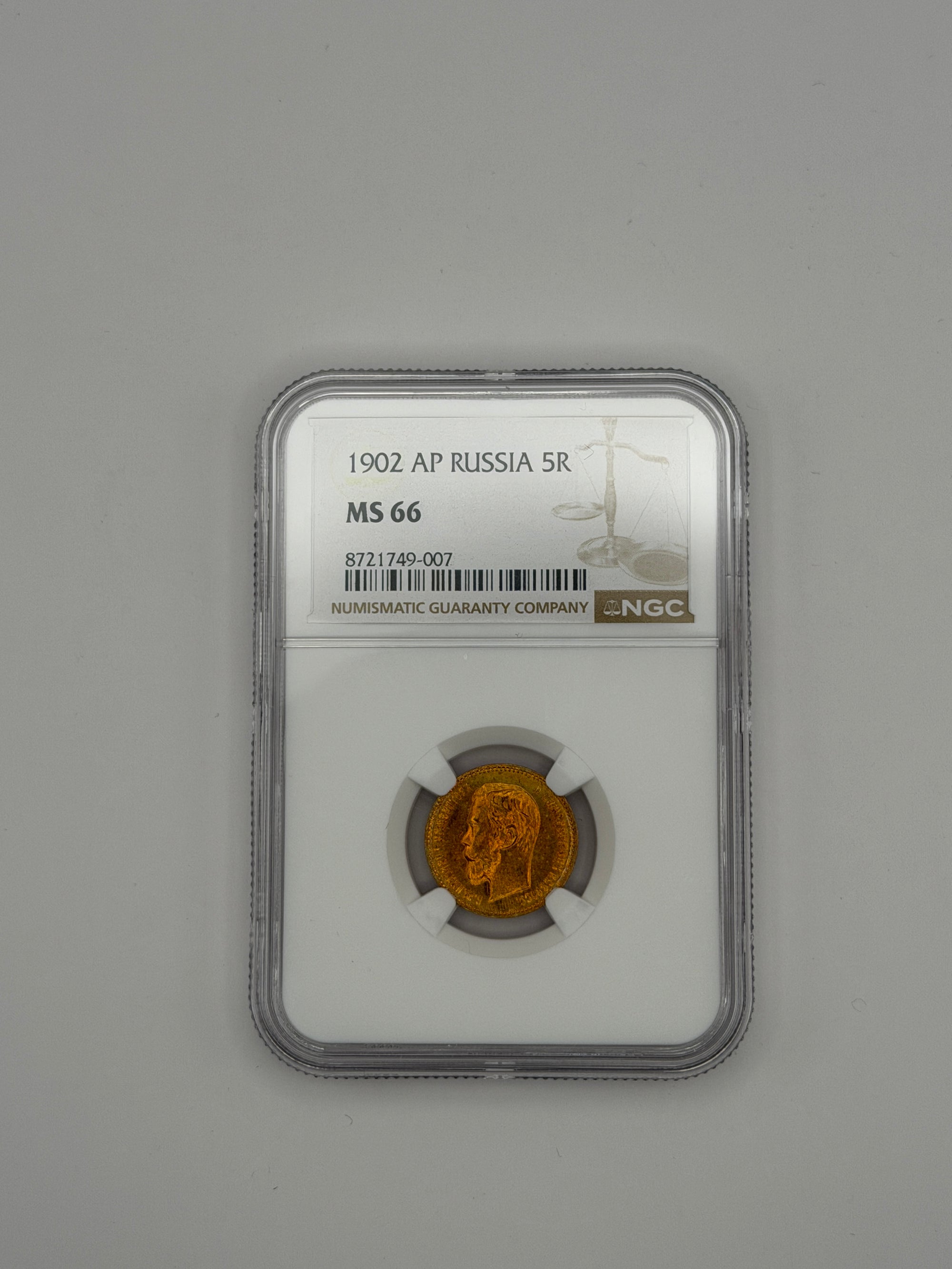 1902 5 Rubles NGC MS66 Coin Beautiful Toning MUST SEE #749-007