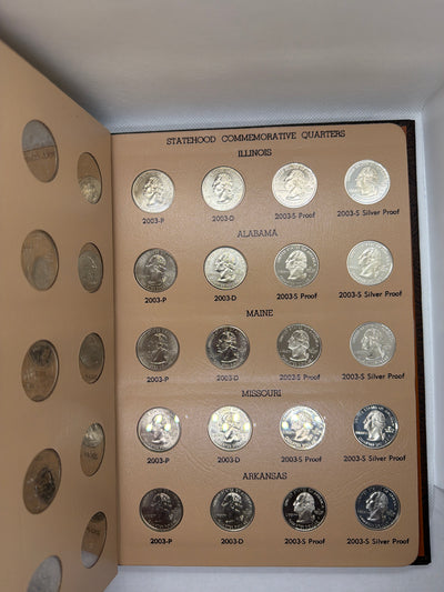 1999–2008 Full Silver State Quarter Set – 200 BU PDSS Coins in Two Dansco Albums | 50 Silver Coins Included