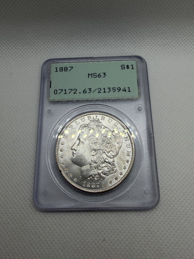 1887 Morgan Silver Dollar – PCGS MS63 | Old Rattler Holder
