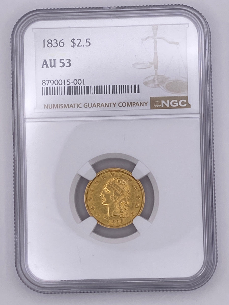 1836 $2.50 Classic Head Gold Quarter Eagle – NGC AU53 | Early U.S. Gold