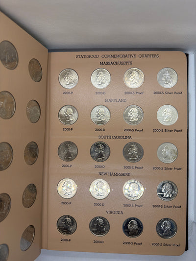 1999–2008 Full Silver State Quarter Set – 200 BU PDSS Coins in Two Dansco Albums | 50 Silver Coins Included
