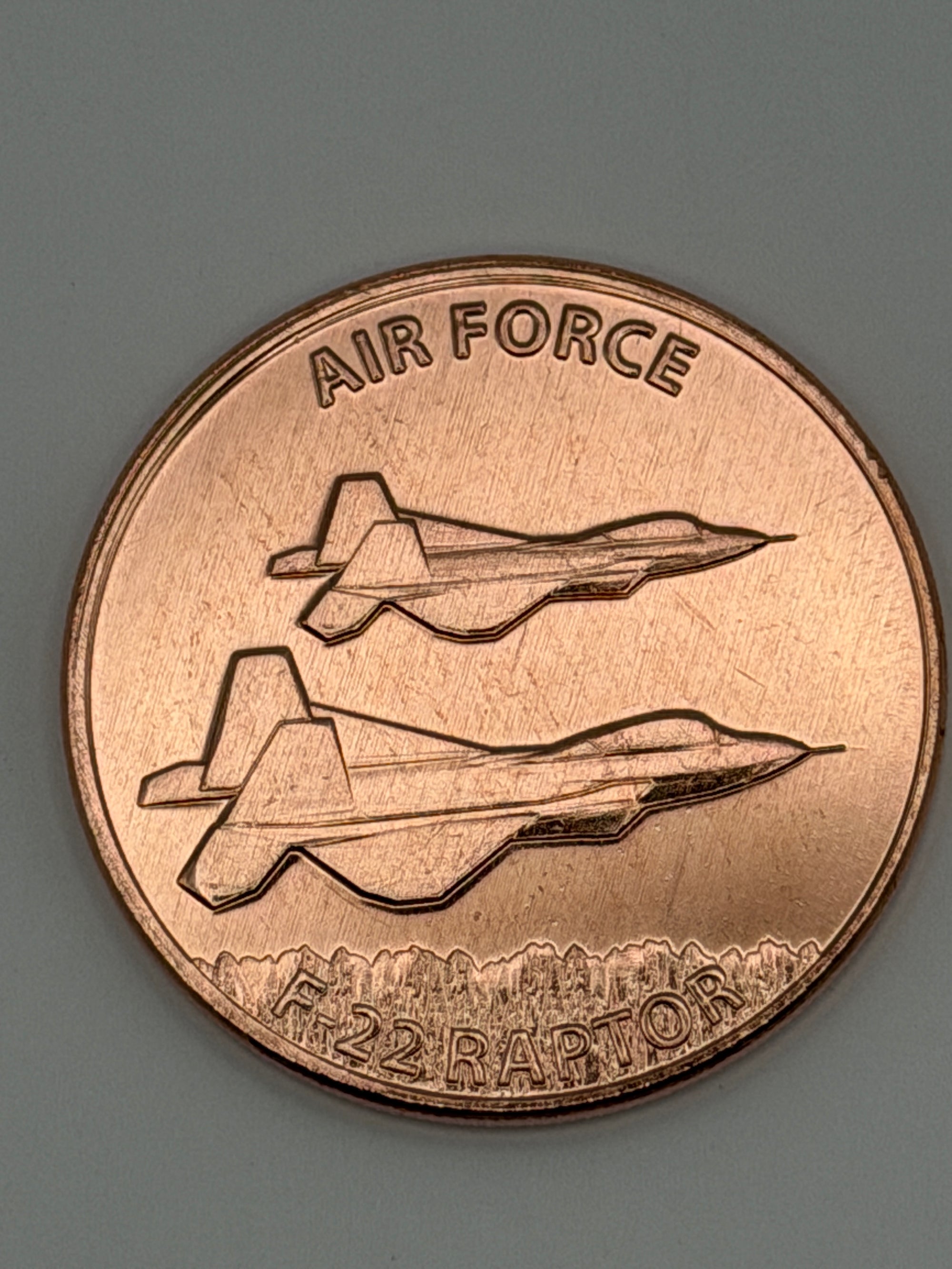 1 oz .999 Fine Copper Round F-22 Raptor – United States Air Force Military Tribute