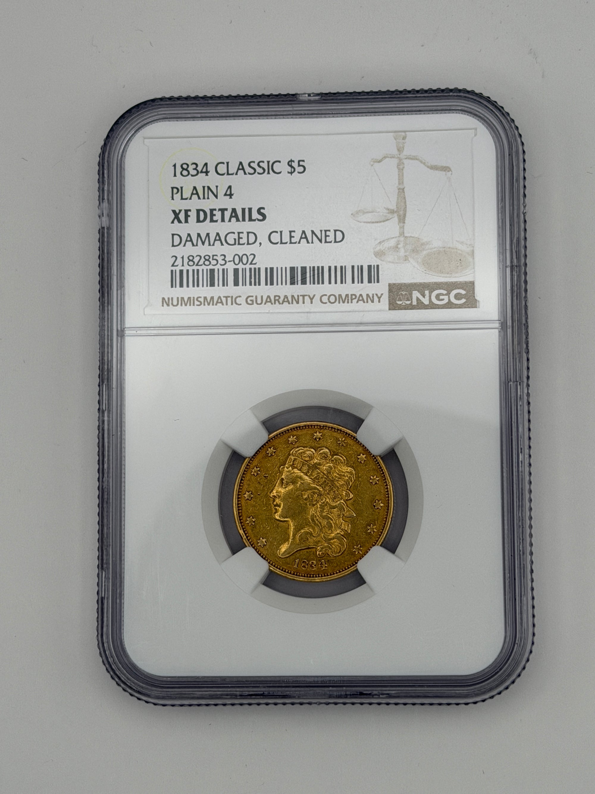 1834 $5 Classic Head Gold Half Eagle – NGC XF Details | Historic Early U.S. Gold Coin
