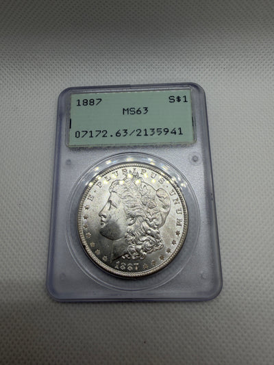 1887 Morgan Silver Dollar – PCGS MS63 | Old Rattler Holder
