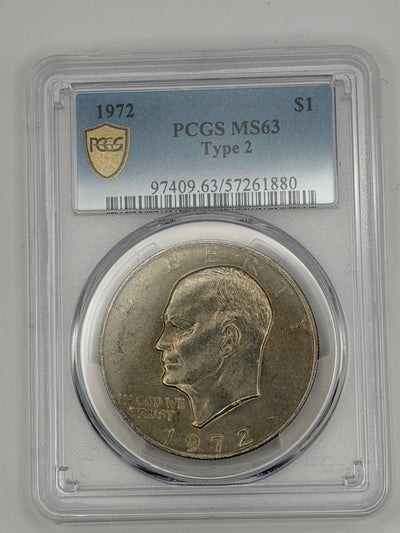 1972 EISENHOWER $1 TYPE 2 PCGS MS63 TYPE II - IKE Dollar Rare High Grade #1880