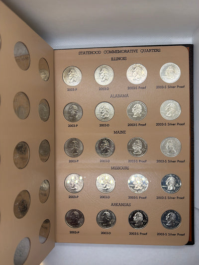 1999–2008 Full Silver State Quarter Set – 200 BU PDSS Coins in Two Dansco Albums | 50 Silver Coins Included