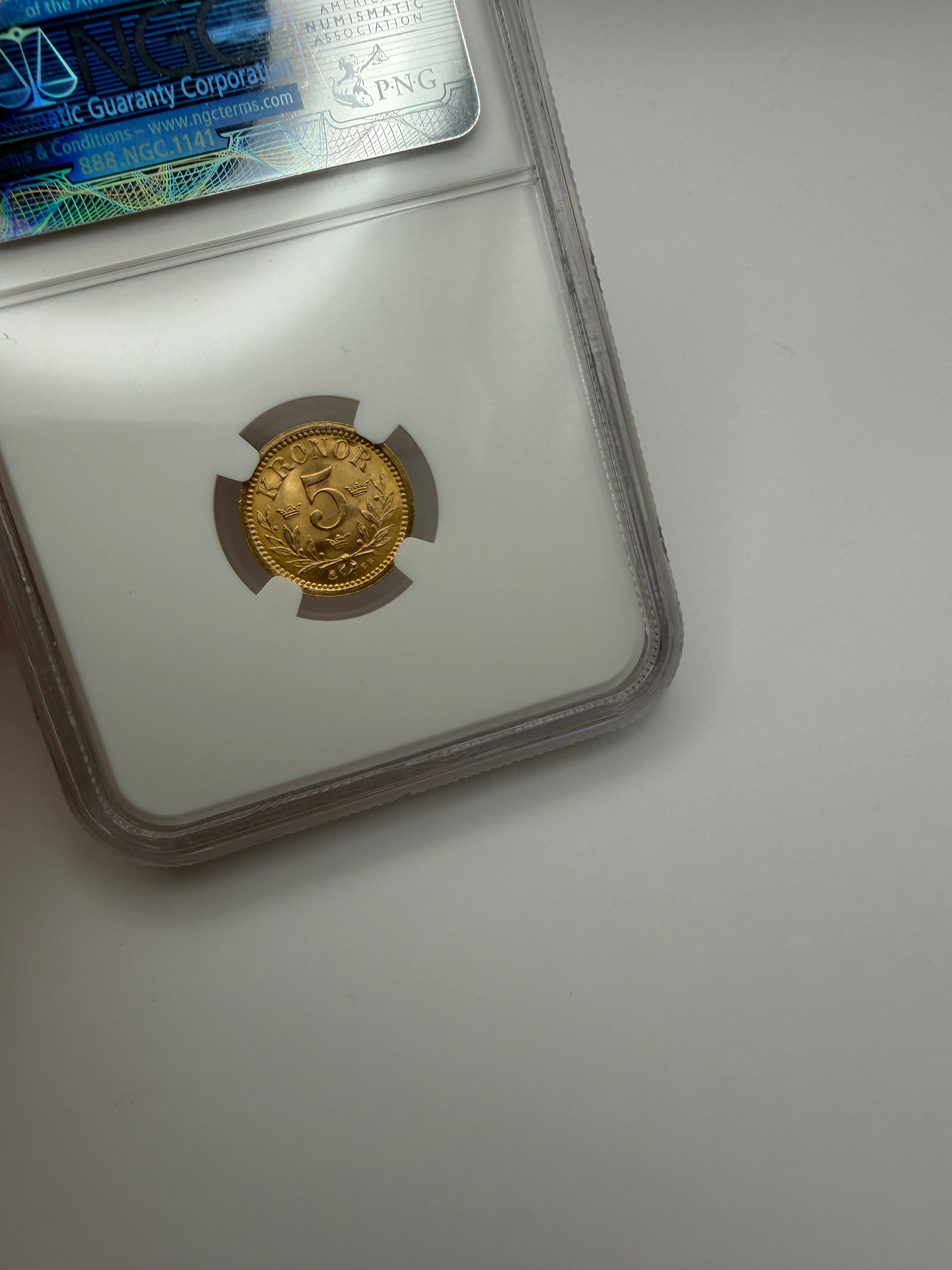 1901 EB Sweden 5 Kronor Gold Coin – NGC MS66 | Oscar II High Grade