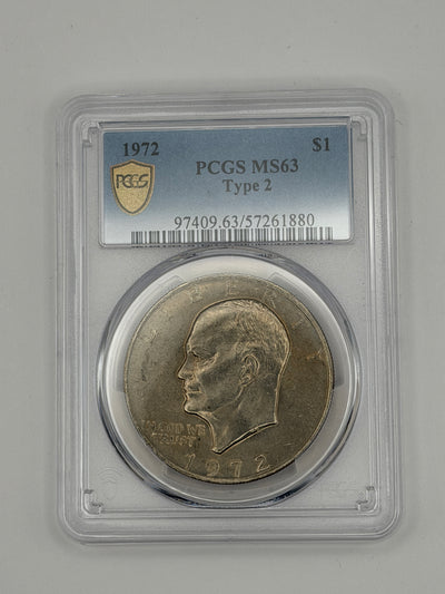 1972 EISENHOWER $1 TYPE 2 PCGS MS63 TYPE II - IKE Dollar Rare High Grade #1880