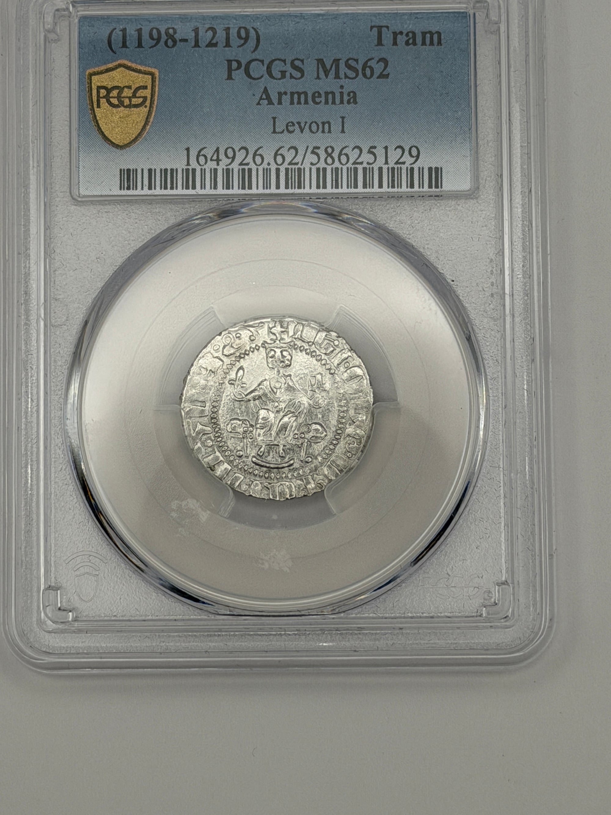 1198–1219 Armenia Tram Levon I – PCGS MS62 | Medieval Cilician Silver Coin