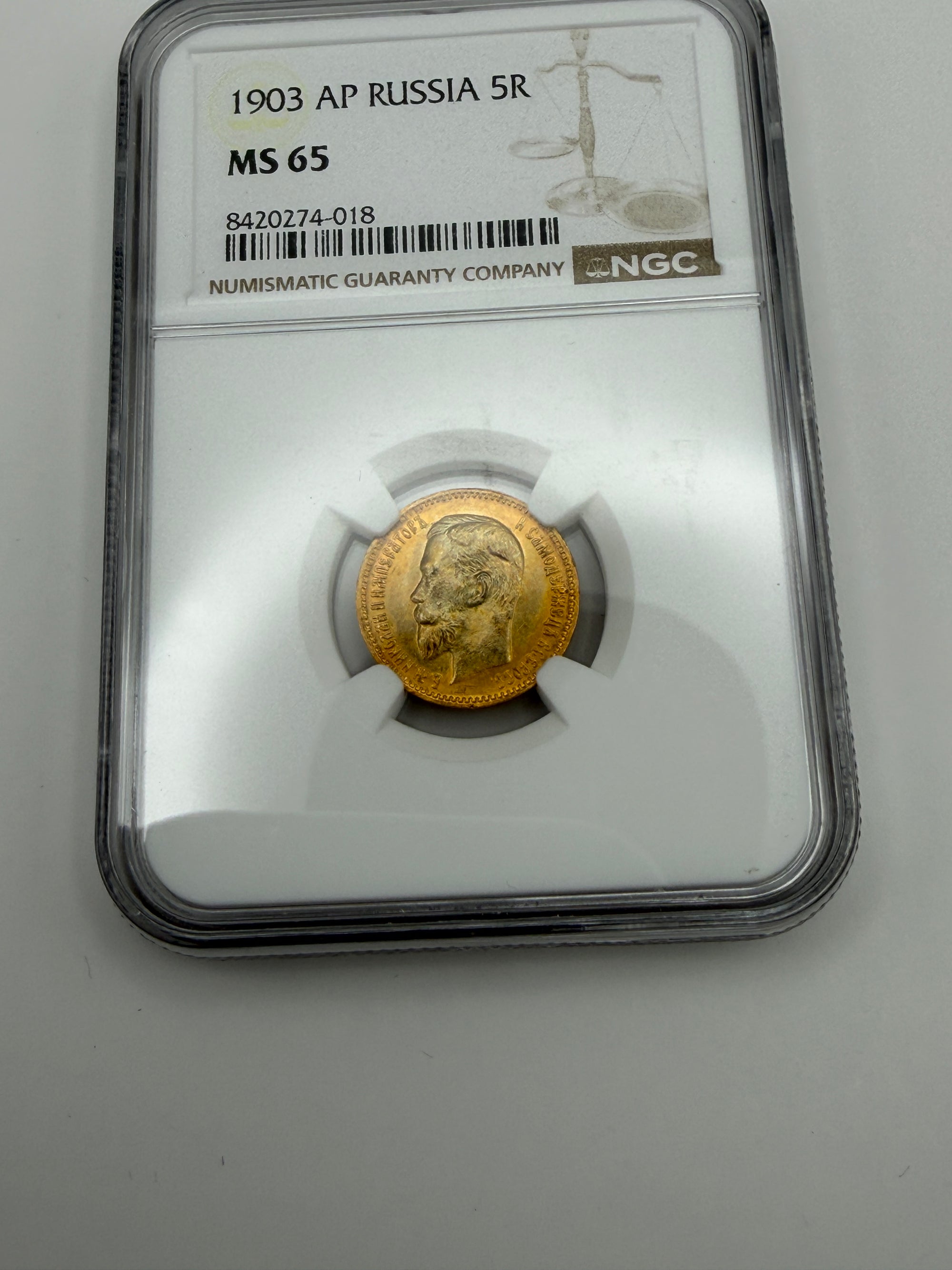 1903 5 Rubles NGC MS65 Coin Beautiful Toning MUST SEE #274-18
