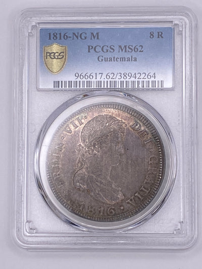 1816 NG-M 8 Reales NGC MS62 – Ferdinand VII TOP POP | Guatemala Mint Silver Dollar