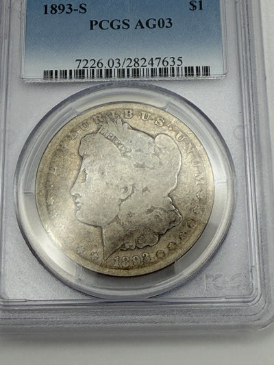 1893-S Morgan Silver Dollar – PCGS AG3 | Key Date Morgan Dollar Rarity