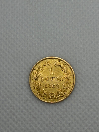 1862 1 Scudo Gold Coin – Papal States Gold Scudo, Pope Pius IX Pre-Unification
