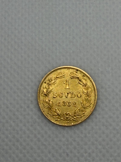 1862 1 Scudo Gold Coin – Papal States Gold Scudo, Pope Pius IX Pre-Unification