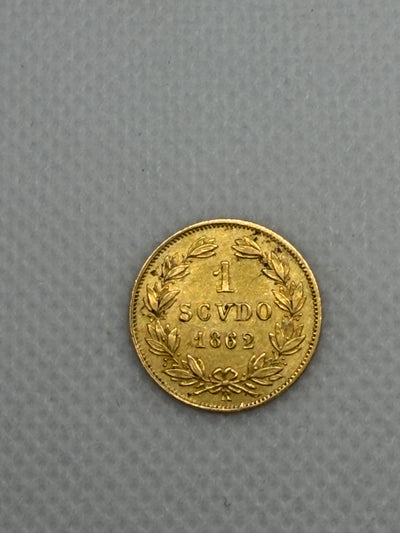 1862 1 Scudo Gold Coin – Papal States Gold Scudo, Pope Pius IX Pre-Unification