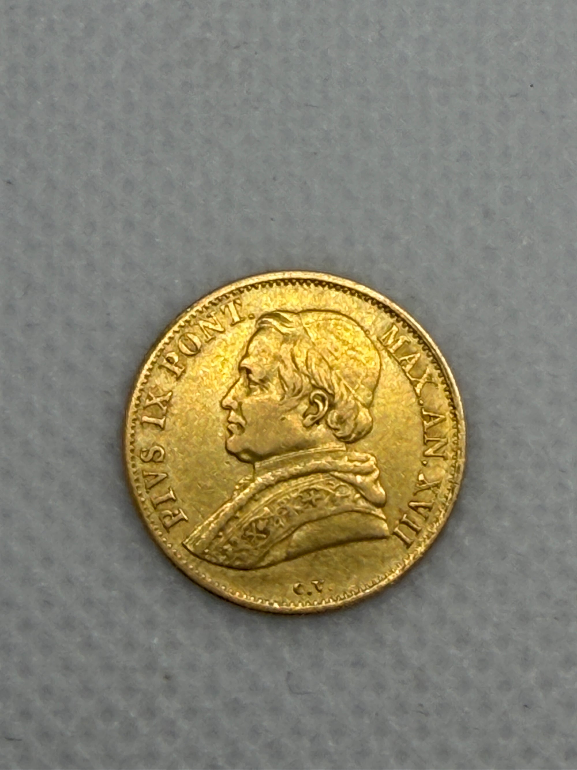 1862 1 Scudo Gold Coin – Papal States Gold Scudo, Pope Pius IX Pre-Unification