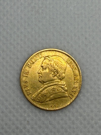 1862 1 Scudo Gold Coin – Papal States Gold Scudo, Pope Pius IX Pre-Unification