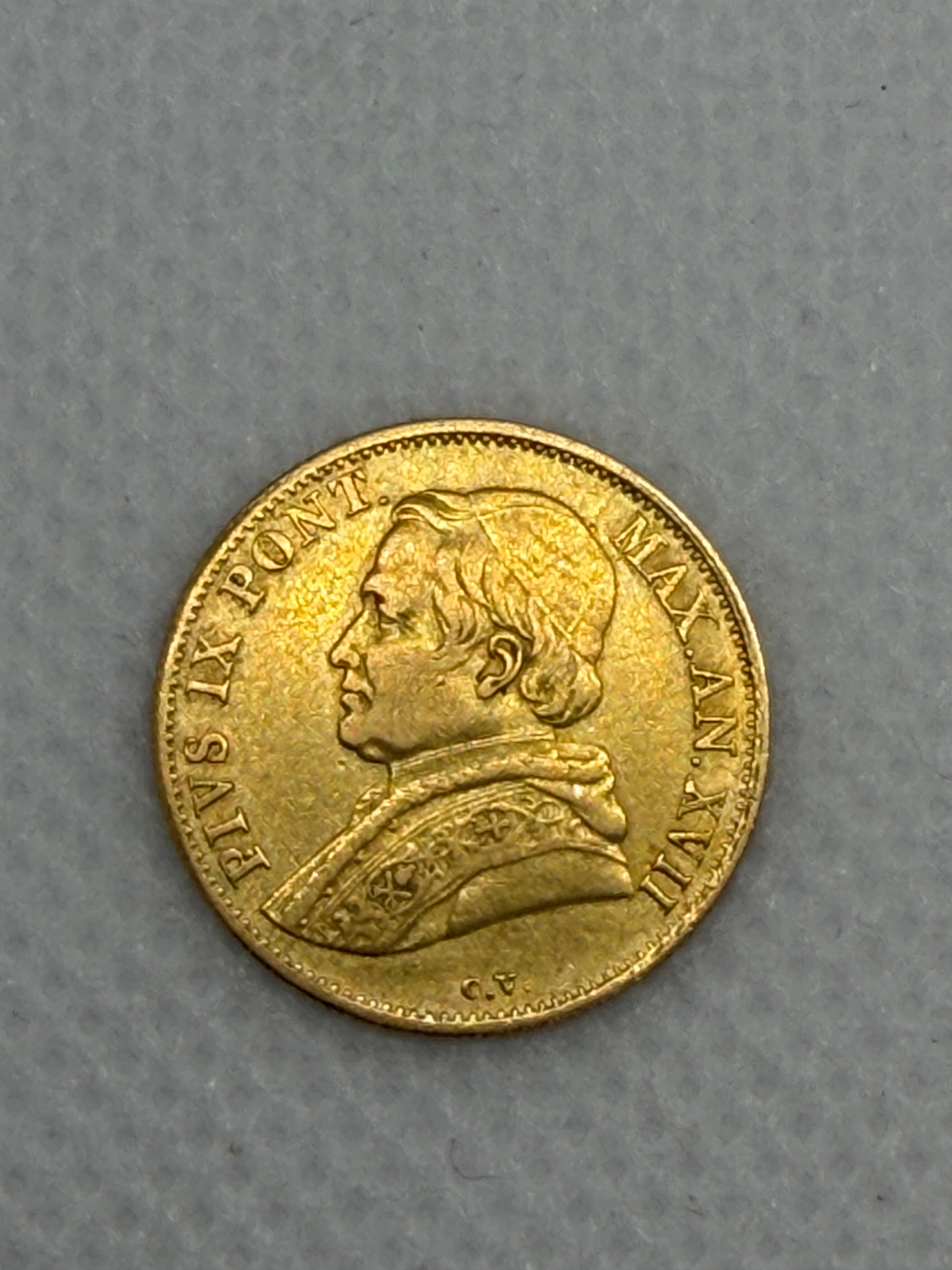 1862 1 Scudo Gold Coin – Papal States Gold Scudo, Pope Pius IX Pre-Unification