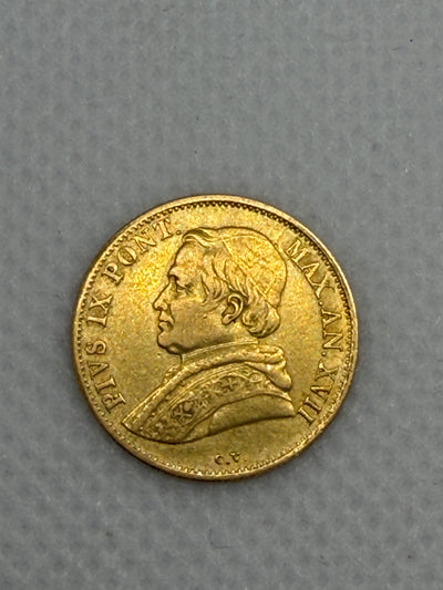 1862 1 Scudo Gold Coin – Papal States Gold Scudo, Pope Pius IX Pre-Unification