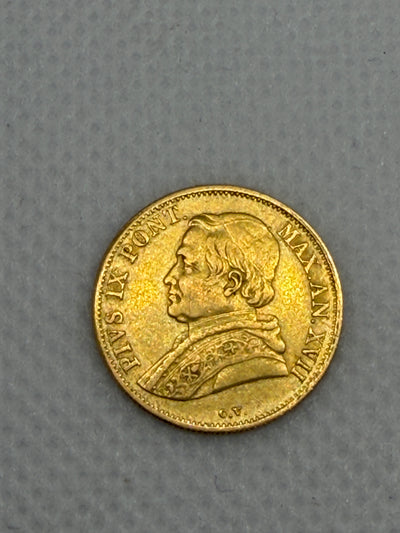 1862 1 Scudo Gold Coin – Papal States Gold Scudo, Pope Pius IX Pre-Unification