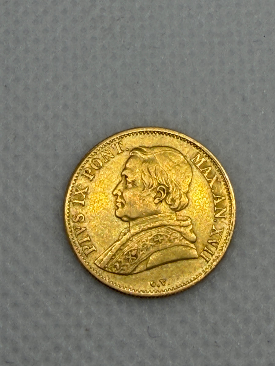 1862 1 Scudo Gold Coin – Papal States Gold Scudo, Pope Pius IX Pre-Unification