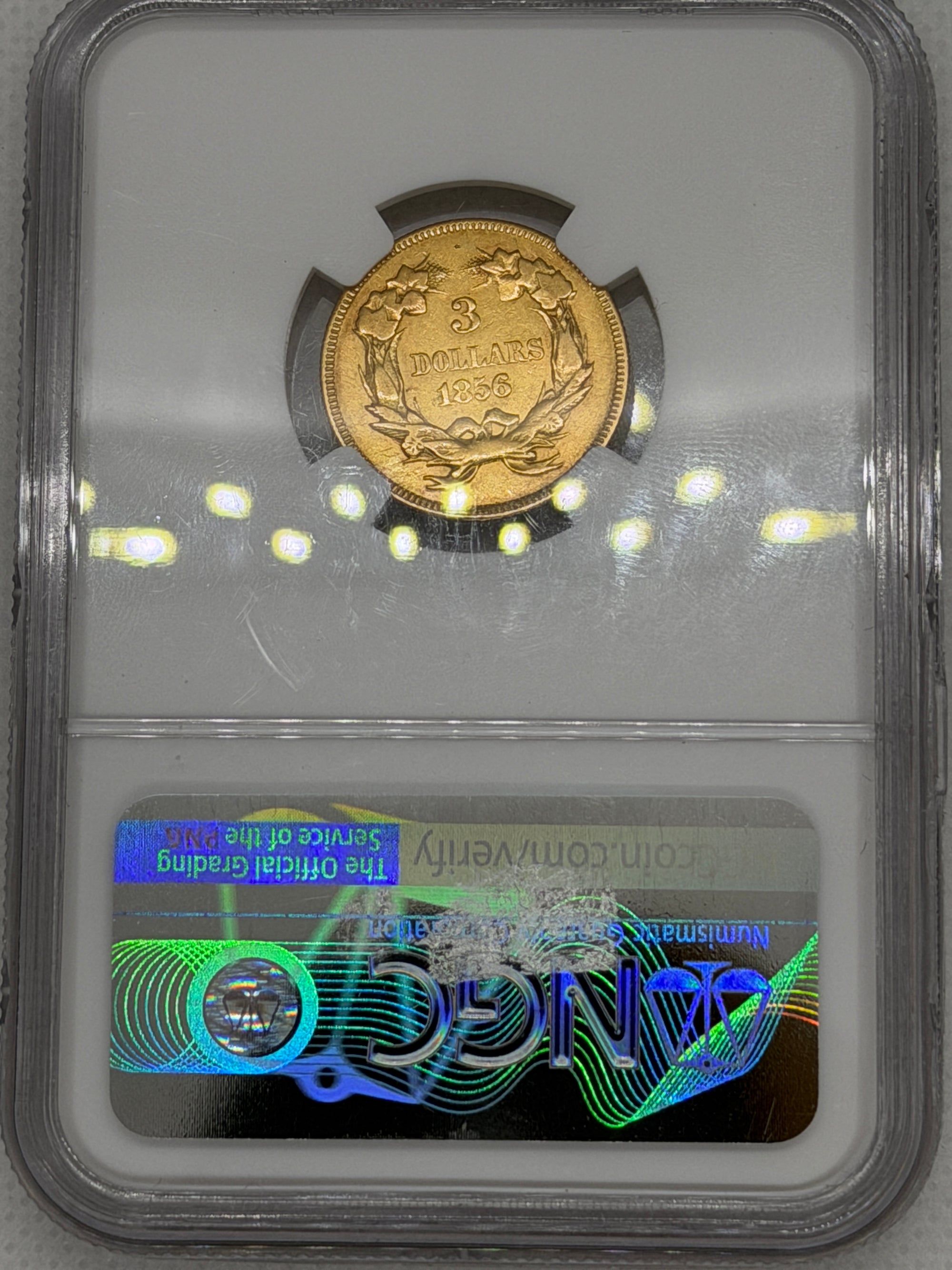 1856 Three Dollar Indian Gold Coin $3 NGC XF Details Graded RARE