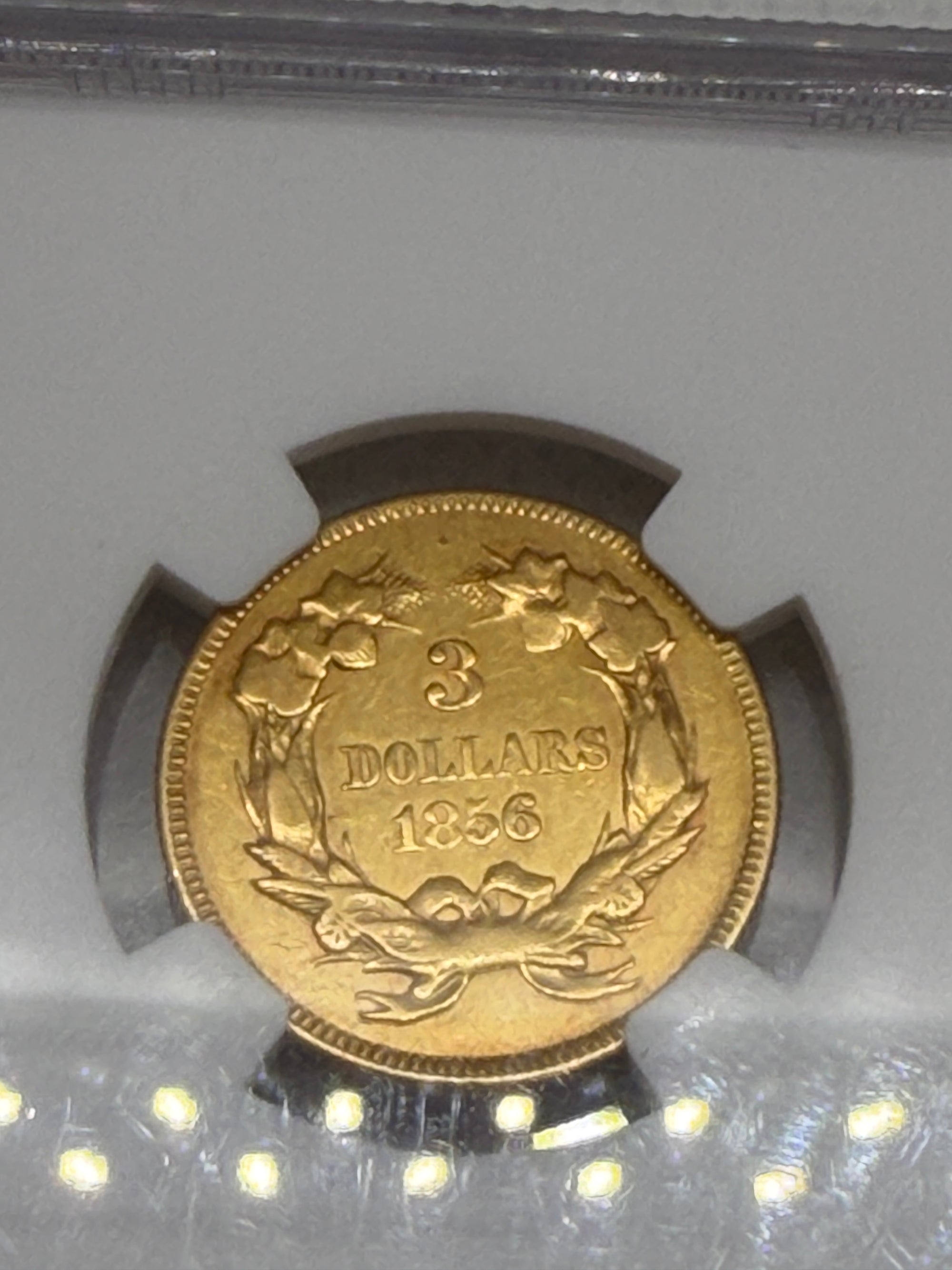 1856 Three Dollar Indian Gold Coin $3 NGC XF Details Graded RARE
