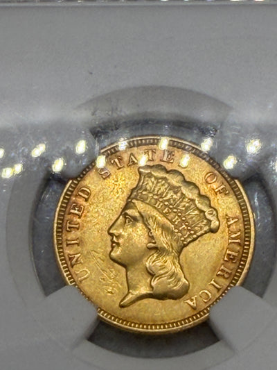 1856 Three Dollar Indian Gold Coin $3 NGC XF Details Graded RARE
