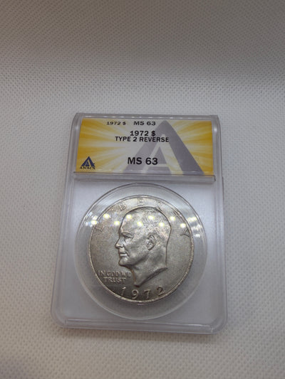 1972 EISENHOWER $1 TYPE 2 ANACS MS63 TYPE II - IKE Dollar