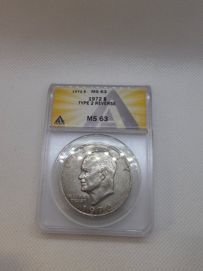 1972 EISENHOWER $1 TYPE 2 ANACS MS63 TYPE II - IKE Dollar