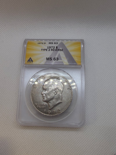1972 EISENHOWER $1 TYPE 2 ANACS MS63 TYPE II - IKE Dollar