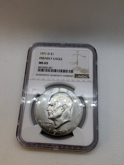 1971-D Eisenhower $1 Friendly Eagle – NGC MS65 | Denver Mint Ike Dollar