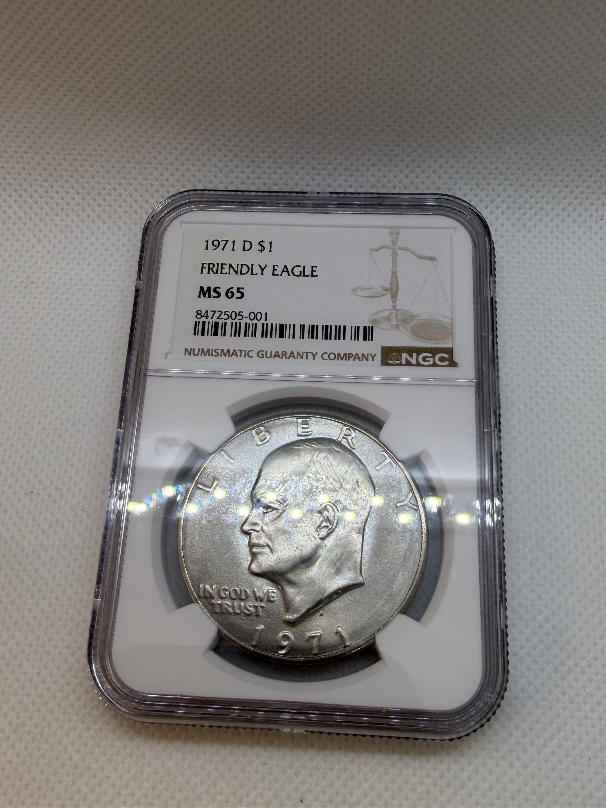 1971-D Eisenhower $1 Friendly Eagle – NGC MS65 | Denver Mint Ike Dollar