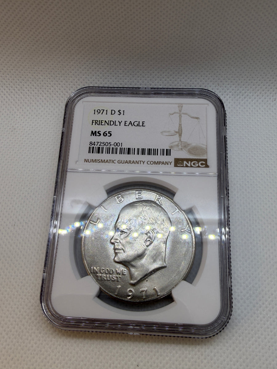 1971-D Eisenhower $1 Friendly Eagle – NGC MS65 | Denver Mint Ike Dollar