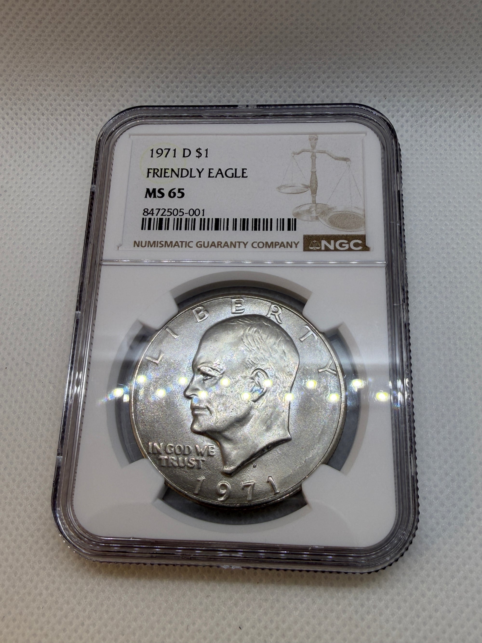 1971-D Eisenhower $1 Friendly Eagle – NGC MS65 | Denver Mint Ike Dollar