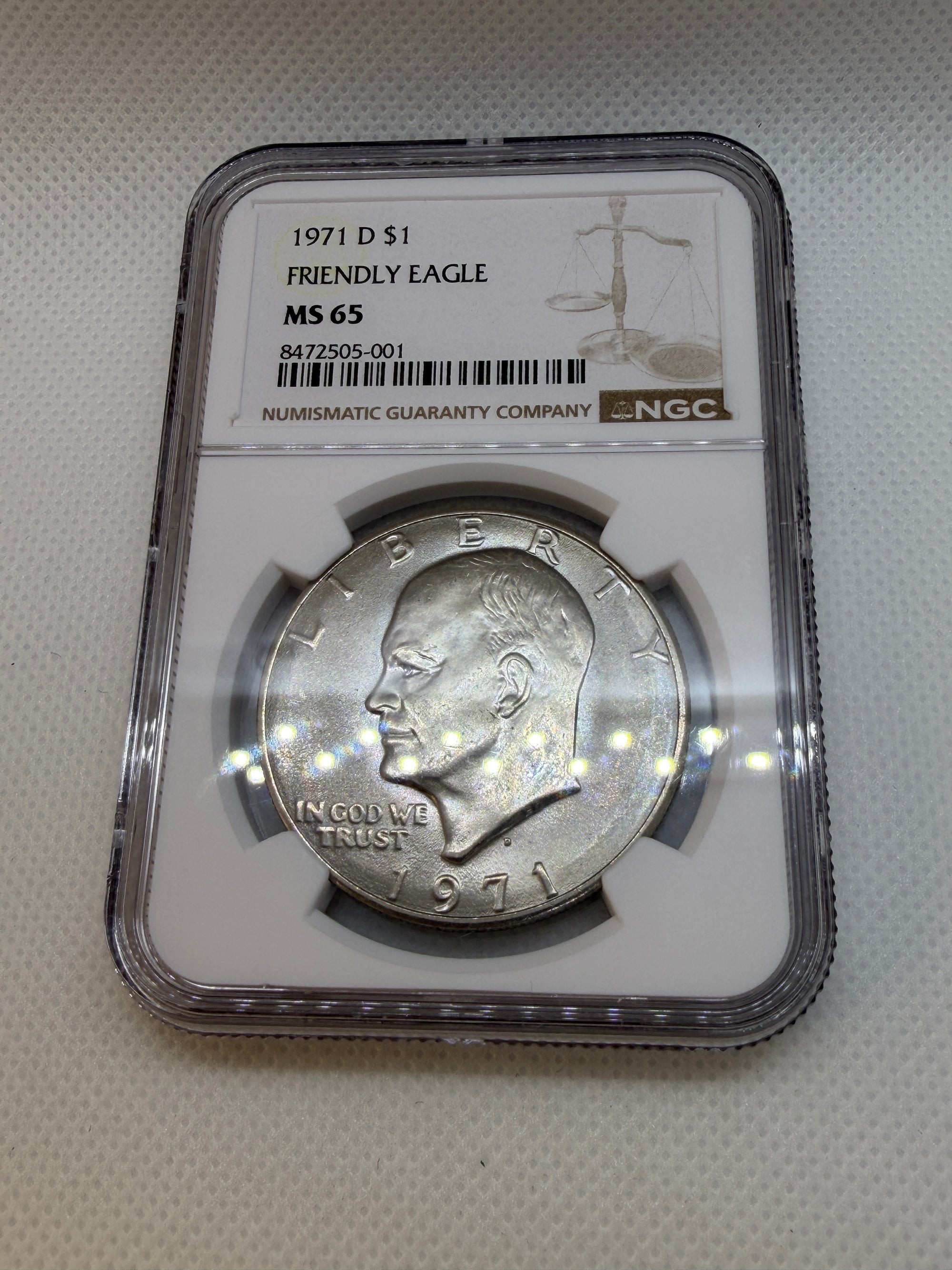 1971-D Eisenhower $1 Friendly Eagle – NGC MS65 | Denver Mint Ike Dollar