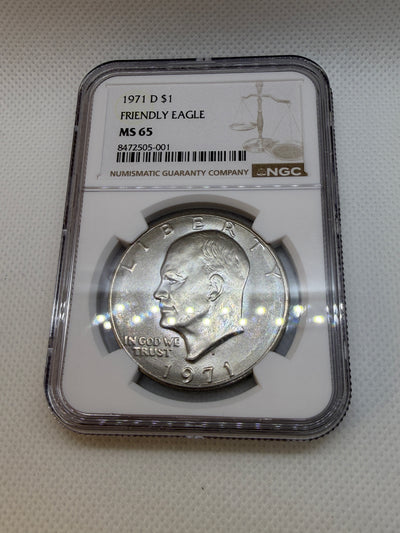 1971-D Eisenhower $1 Friendly Eagle – NGC MS65 | Denver Mint Ike Dollar